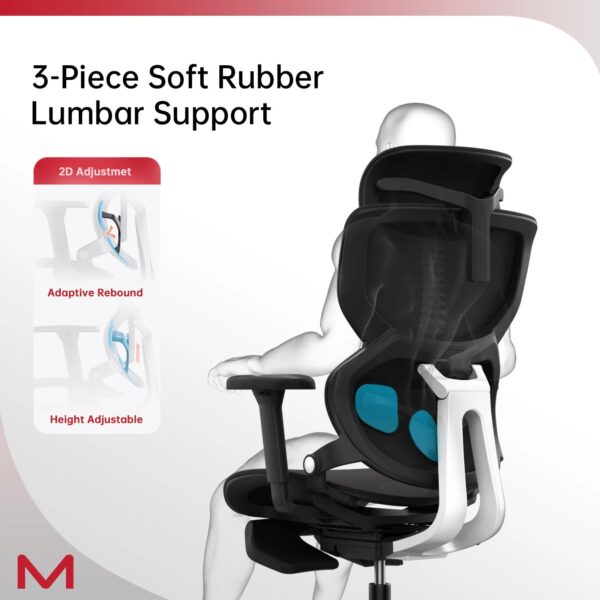 Ergonomic Office Chair With Footrest Home Office Chair With Soft Rubber Lumbar Support Tilt Mesh Computer Chair - Image 8