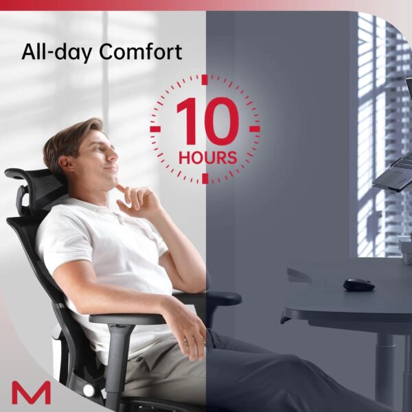 Ergonomic Office Chair With Footrest Home Office Chair With Soft Rubber Lumbar Support Tilt Mesh Computer Chair - Image 9
