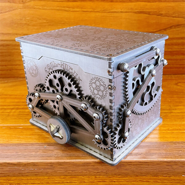 Stainless Steel Mechanical Gear Rotating Storage Box - Image 4