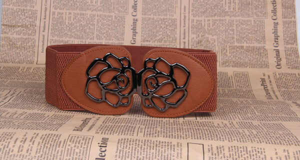 3 Women's Belts Elastic Belts Belts Rose Buckle Belts Tight Belts - Image 4
