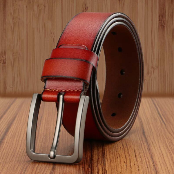 Men's Korean Style All-match Yellow Leather Trouser Belt - Image 3