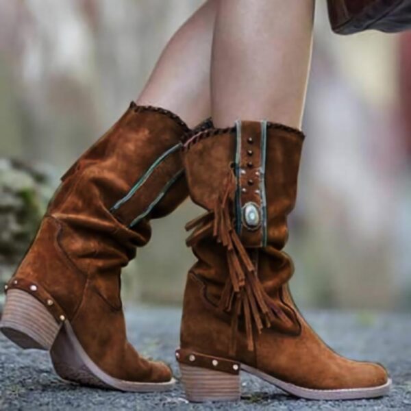 Woman Square Heel Shoe Booties - Image 3