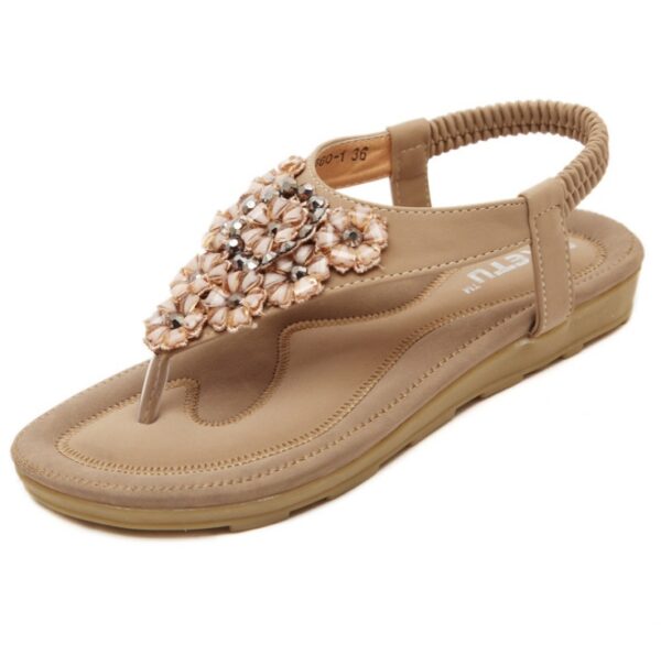 Women's Flip Flops Sandals Flat Summer Shoes Woman Plus Size Casual Sandals Rhinestone Floral Sandalias - Image 3