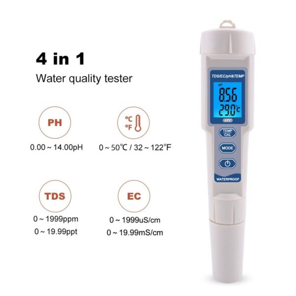 Temperature, PH, Conductivity, Hardness, Water Quality Test Pen - Image 4