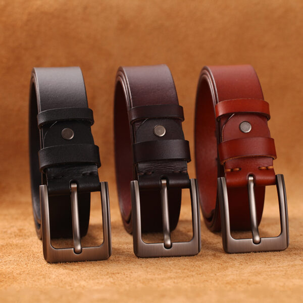 Men's Business Casual First Layer Cowhide Pin Buckle Belt - Image 6