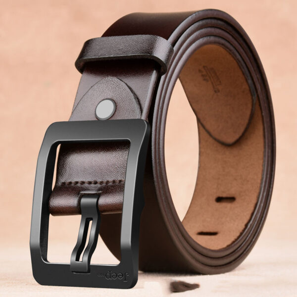 Two Layers Of Cowhide Belt For Men With Needle Buckle Belt - Image 5
