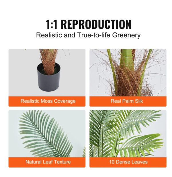 Artificial Palm Tree, 4 FT Tall Faux Plant, Secure PE Material & Anti-Tip Tilt Protection Low-Maintenance Plant, Lifelike Green Fake Tree For Home Office Warehouse Decor Indoor Outdoor - Image 3