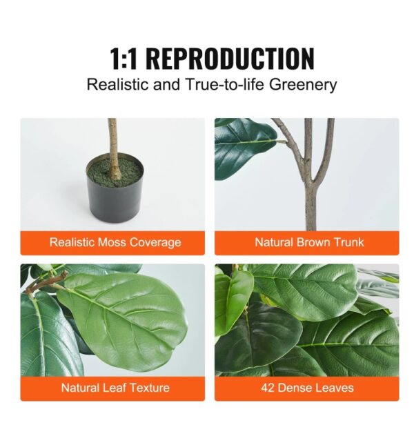 Artificial Fiddle Leaf Fig Tree, 6 FT, Secure PE Material & Anti-Tip Tilt Protection Low-Maintenance Faux Plant, Lifelike Green Fake Potted Tree For Home Office Warehouse Decor Indoor Outdoor - Image 2