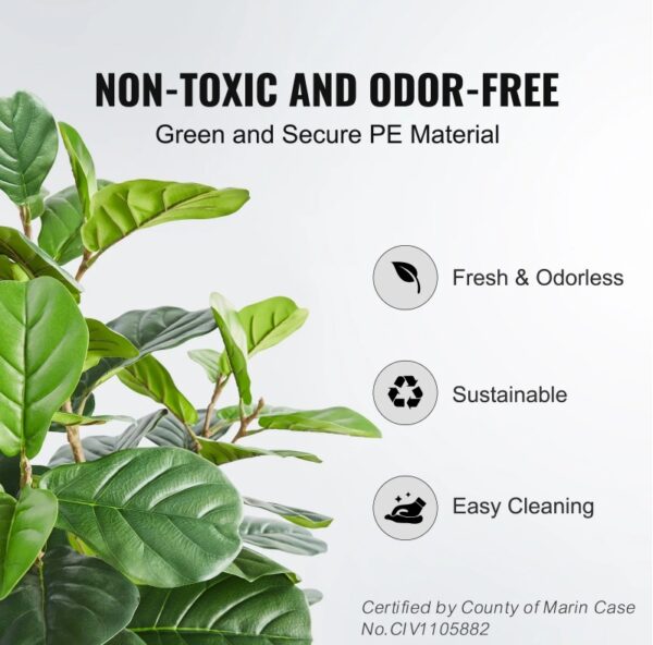 Artificial Fiddle Leaf Fig Tree, 6 FT, Secure PE Material & Anti-Tip Tilt Protection Low-Maintenance Faux Plant, Lifelike Green Fake Potted Tree For Home Office Warehouse Decor Indoor Outdoor - Image 4