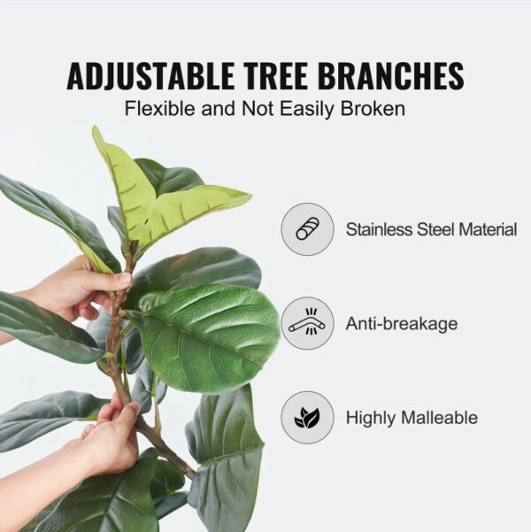 Artificial Fiddle Leaf Fig Tree, 6 FT, Secure PE Material & Anti-Tip Tilt Protection Low-Maintenance Faux Plant, Lifelike Green Fake Potted Tree For Home Office Warehouse Decor Indoor Outdoor - Image 5