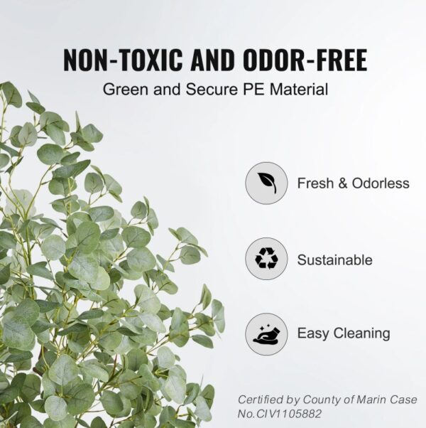 Artificial Eucalyptus Tree, 6 FT Tall Faux Plant, Secure PE Material & Anti-Tip Tilt Protection Low-Maintenance Plant, Lifelike Green Fake Potted Tree For Home Office Decor Indoor Outdoor - Image 3