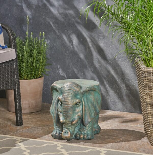 Elephant Garden Stool, Copper Patina - Image 8