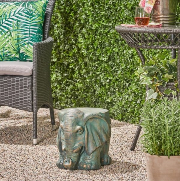 Elephant Garden Stool, Copper Patina - Image 9