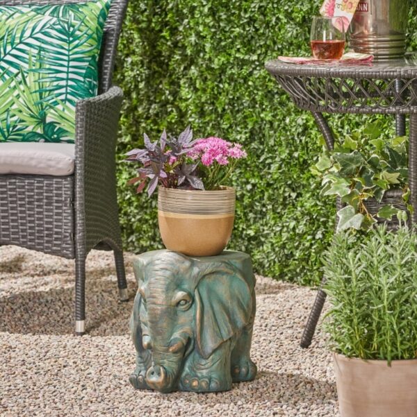 Elephant Garden Stool, Copper Patina - Image 10