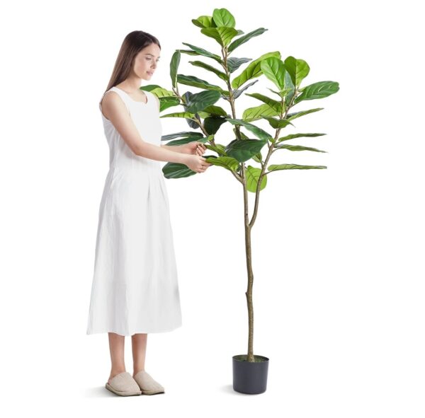 Artificial Fiddle Leaf Fig Tree, 6 FT, Secure PE Material & Anti-Tip Tilt Protection Low-Maintenance Faux Plant, Lifelike Green Fake Potted Tree For Home Office Warehouse Decor Indoor Outdoor - Image 7