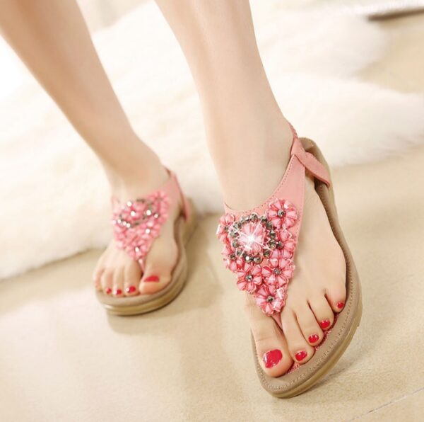 Women's Flip Flops Sandals Flat Summer Shoes Woman Plus Size Casual Sandals Rhinestone Floral Sandalias - Image 2