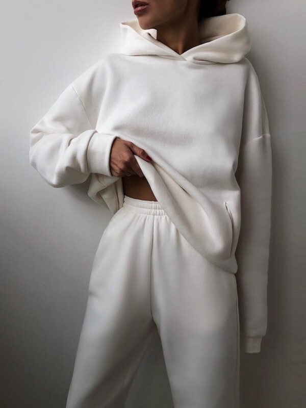 Women's Casual Hooded Sweater Two-piece Suit Clothes Hoodie Tracksuit - Image 3