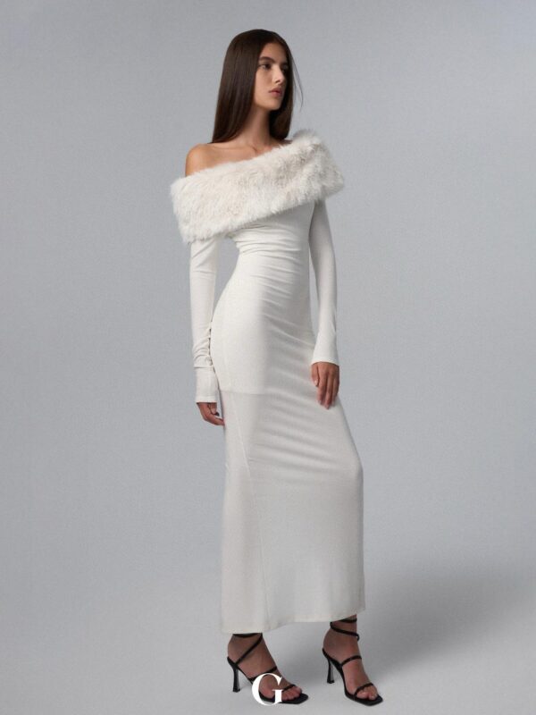 New Off-shoulder Shoulder-baring Tight Waist Sheath Long Sleeve Knitted Dress - Image 6