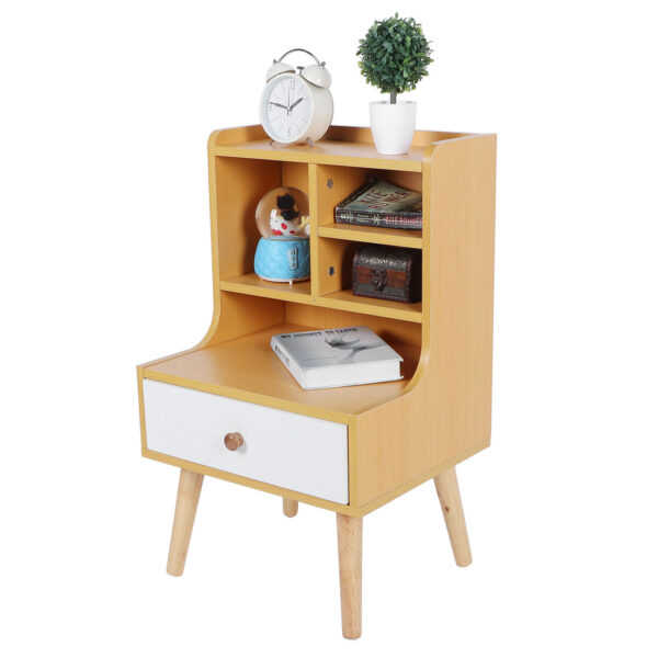 Modern Simple Nightstand Bookshelf Bedside Table Storage Cabinet with 1 Drawer Bedroom Furniture - Image 8