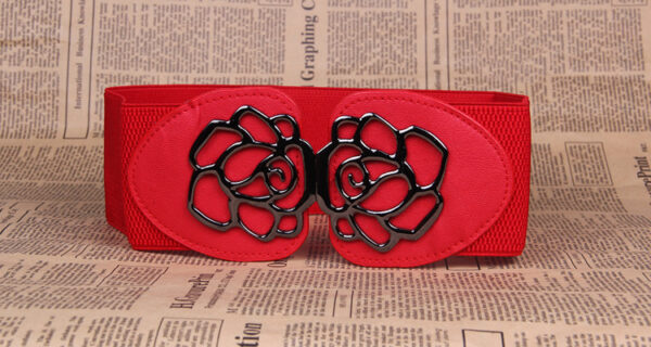 3 Women's Belts Elastic Belts Belts Rose Buckle Belts Tight Belts - Image 2