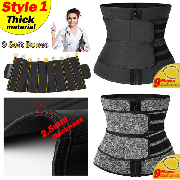 Tummy Sweat Shapewear Bodysuits Women Waist Trainer Slimming 2-3 Belts Workout Shaper Corset - Image 5