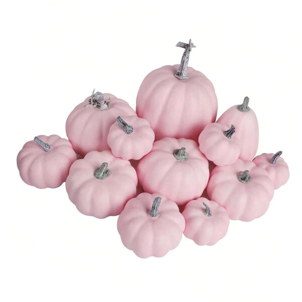 12PCS Artificial Pumpkins Pink Faux Pumpkins Decoration for Home Farmhouse Harvest Festival Decor Photo Props - Image 3