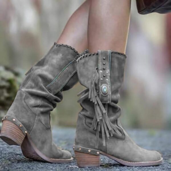 Woman Square Heel Shoe Booties - Image 4