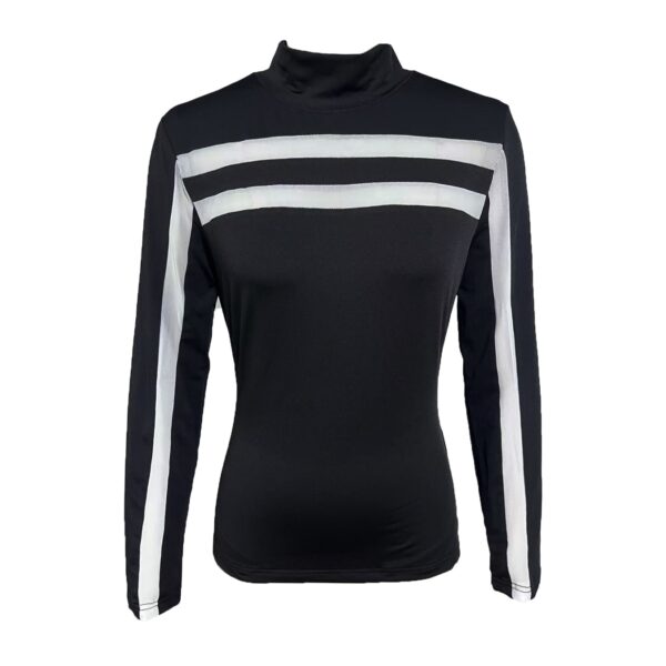 Ladies' Fashionable Top With Sexy Mesh T-shirt And Split Off Off Off Shoulder High Neck Design - Image 3