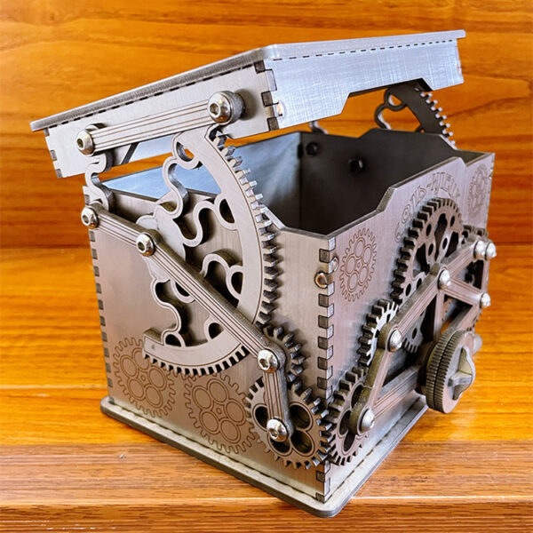 Stainless Steel Mechanical Gear Rotating Storage Box - Image 2