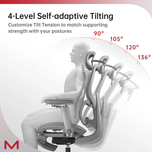D2 Pro High Back Ergonomic Home Office Chair With DTS Self-Adaptive Lumbar Support, Multi-Adjustable Armrest, Wire Controlled Design, Footrest, 4D Headrest Mesh Office Computer Chair - Image 10