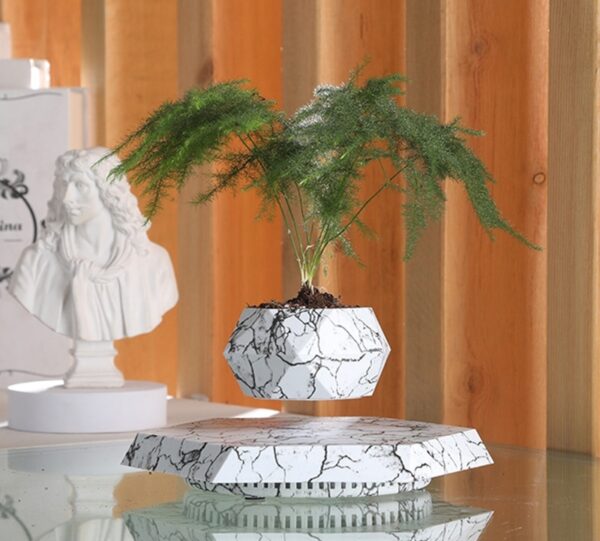Levitating Plant Pot Marble Color Floating Planter Magnetic Levitation Bonsai Pot Office Home Decoration Kids Birthday Gift Home Decor - Image 3