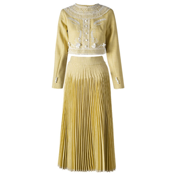 Spring New Single-breasted Niche High Sense Two-piece Embroidery Women - Image 5
