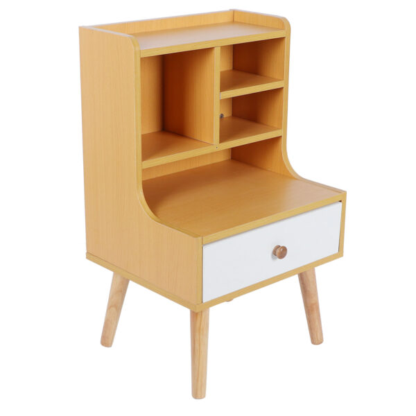 Modern Simple Nightstand Bookshelf Bedside Table Storage Cabinet with 1 Drawer Bedroom Furniture - Image 4