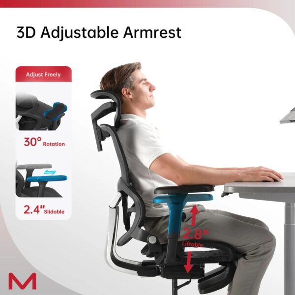 Ergonomic Office Chair With Footrest Home Office Chair With Soft Rubber Lumbar Support Tilt Mesh Computer Chair - Image 4