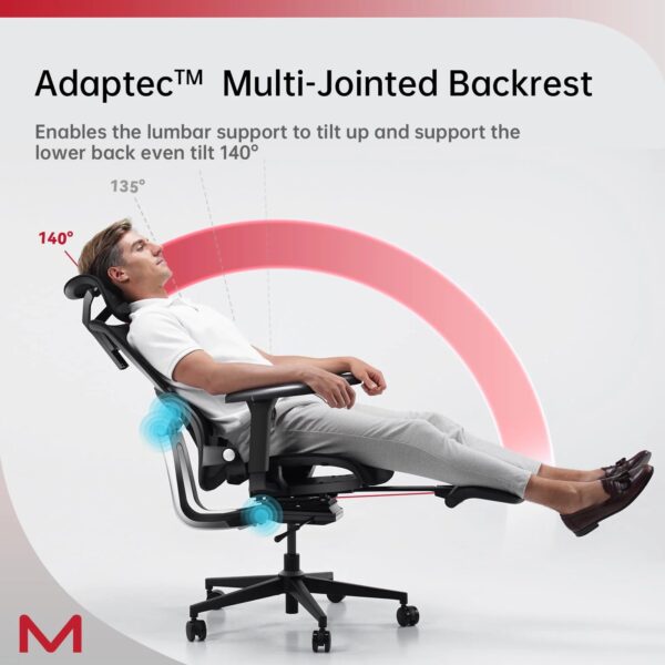 Ergonomic Office Chair With Footrest Home Office Chair With Soft Rubber Lumbar Support Tilt Mesh Computer Chair - Image 3