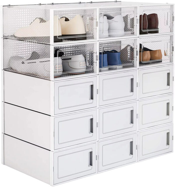 15 Pack Foldable Shoe Box Storage Containers Storage Bins Shoe Storage Organizer Drawer - Image 2