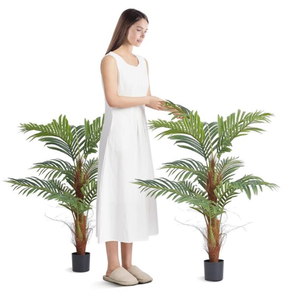 Artificial Palm Tree, 4 FT Tall Faux Plant, Secure PE Material & Anti-Tip Tilt Protection Low-Maintenance Plant, Lifelike Green Fake Tree For Home Office Warehouse Decor Indoor Outdoor - Image 7