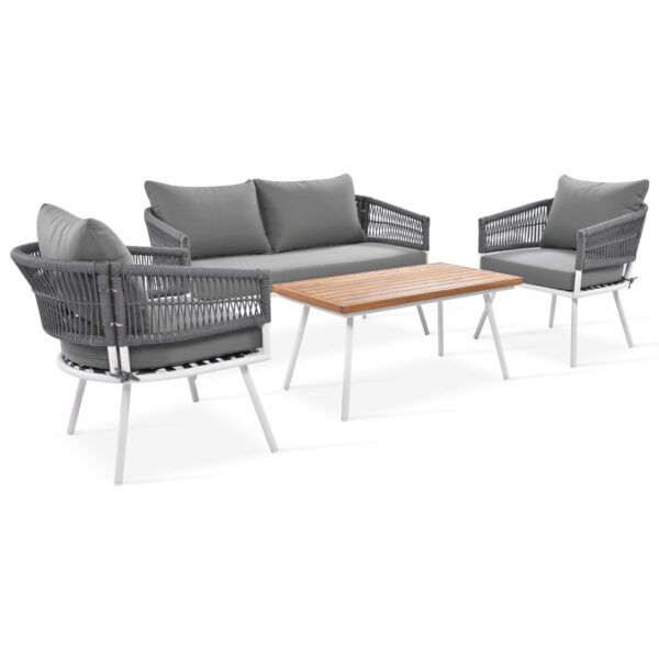 K&K 4-Piece Boho Rope Patio Furniture Set, Outdoor Furniture With Acacia Wood Table, Patio Conversat - Image 7