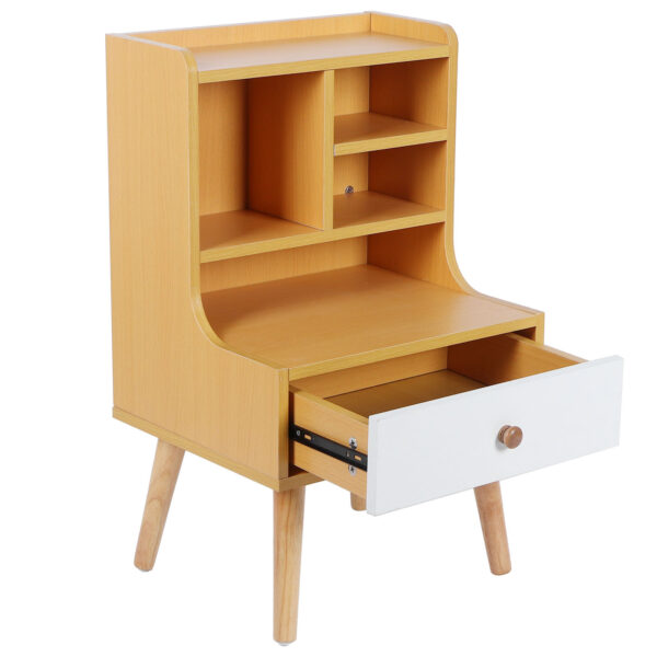 Modern Simple Nightstand Bookshelf Bedside Table Storage Cabinet with 1 Drawer Bedroom Furniture - Image 5