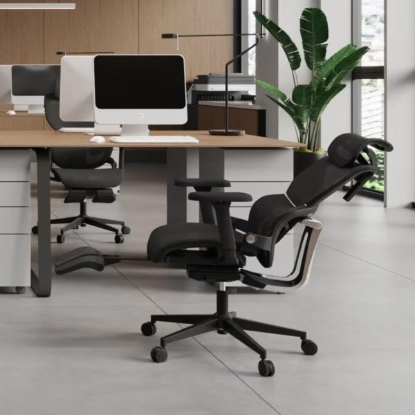 Ergonomic Office Chair With Footrest Home Office Chair With Soft Rubber Lumbar Support Tilt Mesh Computer Chair - Image 6