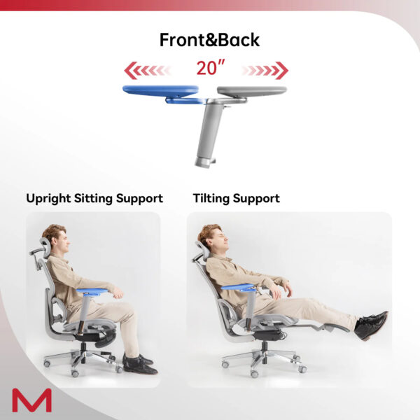 D2 Pro High Back Ergonomic Home Office Chair With DTS Self-Adaptive Lumbar Support, Multi-Adjustable Armrest, Wire Controlled Design, Footrest, 4D Headrest Mesh Office Computer Chair - Image 4