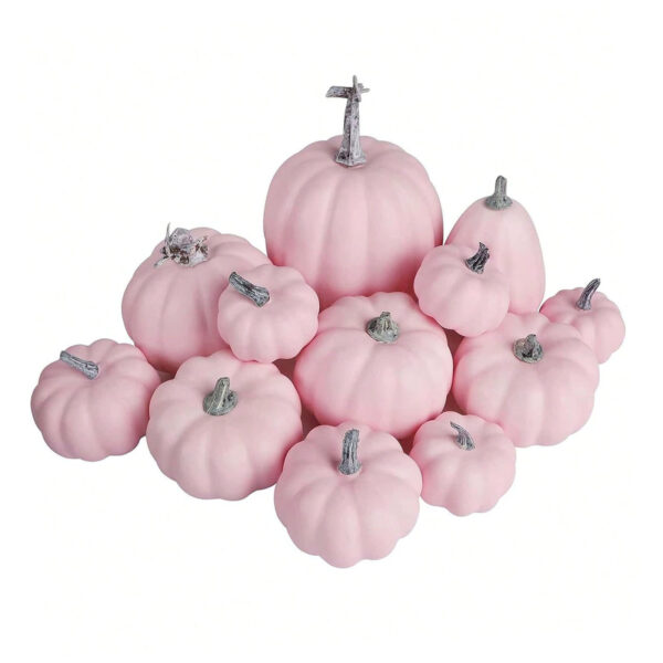 12PCS Artificial Pumpkins Pink Faux Pumpkins Decoration for Home Farmhouse Harvest Festival Decor Photo Props - Image 4