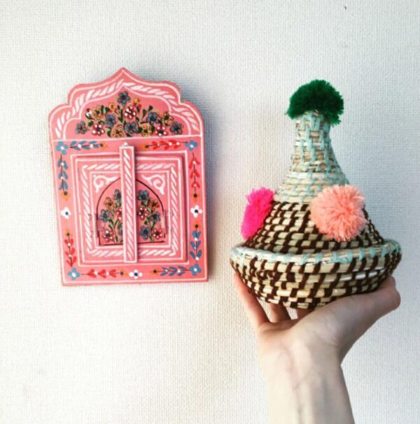 Hand Painted Door Makeup Mirror Boho Decor Home - Image 2